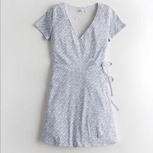 Hollister Blue and White Floral Wrap Dress